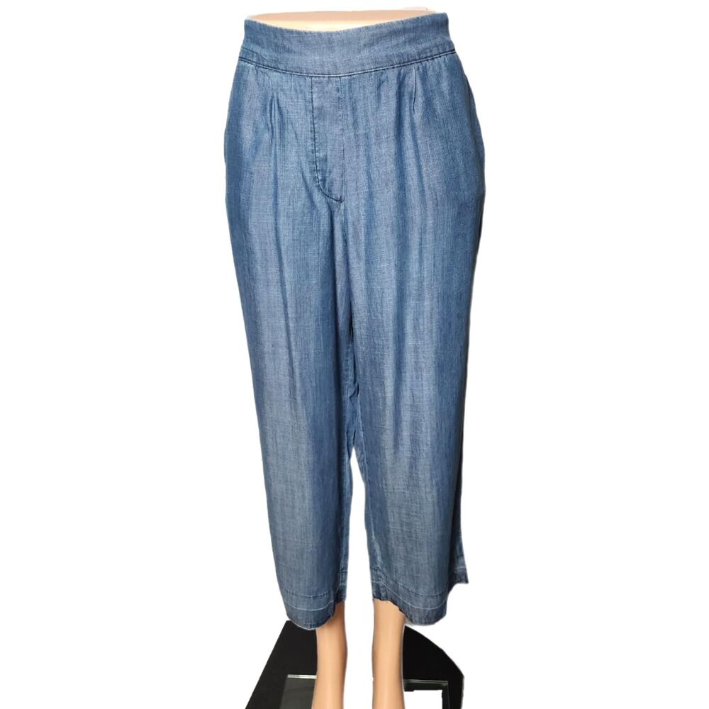 Bobeau Leslie Chambray Wide-Leg Crop Pants Size Small NWT
